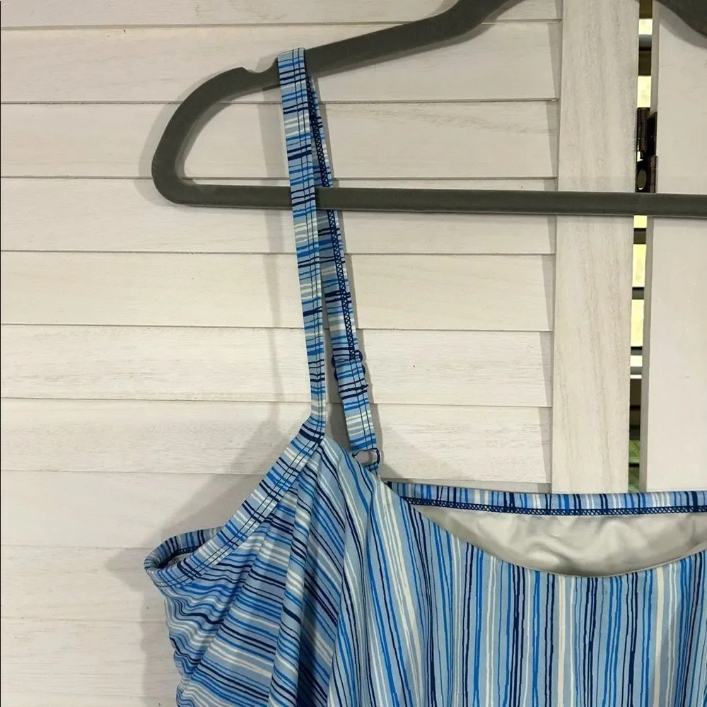 Beach House Blue Striped Tankini Size 16 NWT